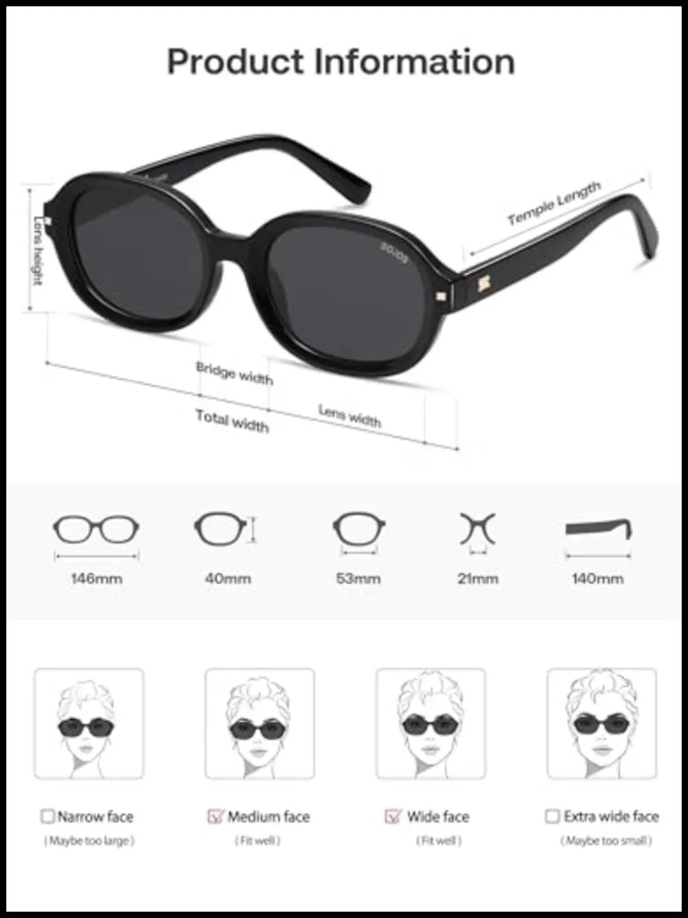 Retro Trendy Oval Round Polarized Sunglasses with UV400 Protection